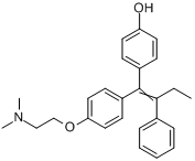 阿非昔芬;4-[1-[4-[2-(二甲基氨基)乙氧基]苯基]-2-苯基-1-丁烯基]苯酚分子式结构图