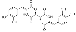 菊苣酸;(2R,3R)-2,3-双[[(E)-3-(3,4-二羟基苯基)丙-2-烯酰]氧]丁二酸分子式结构图