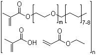 2-甲基-2-丙烯酸与丙烯酸乙酯和聚乙二醇单甲基丙烯酸酯-C16-18-烷基醚的聚合物分子式结构图