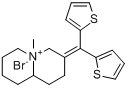 替喹溴铵;(5R,9aR)-7-(二噻吩-2-基亚甲基)-5-甲基-1,2,3,4,6,8,9,9a-八氢喹嗪-5-鎓溴化物分子式结构图