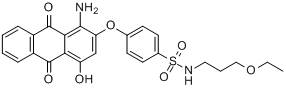 分散红92;4-[(1-氨基-4-羟基蒽醌-2-基)氧]-N-(3-乙氧基丙基)-苯磺酰胺分子式结构图