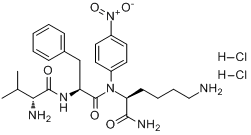 D-缬氨酰-L-苯丙氨酰-L-赖氨酰对硝基苯胺二盐酸盐分子式结构图