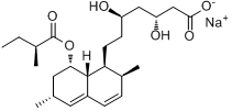 洛伐他汀钠;1,2,6,7,8,8a-六氢-2,6-二甲基-8-(2-甲基丁酰氧基)-1-萘-3',5'-二羟基庚酸钠盐分子式结构图