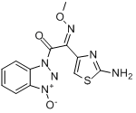 羟基苯并三氮唑活性酰胺;1-[2-(Z)-甲氧亚氨基-2-(2-氨基噻唑-4-基)乙酰基]苯并三氮唑-3-氧化物分子式结构图