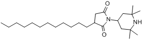 3-十二烷基-1-(2,2,6,6-四甲基-4-哌嗪基)吡咯烷-2,5-二酮;2-十二烷基-N-(2,2,6,6-四甲基-4-哌嗪基)琥珀酰亚分子式结构图