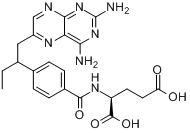 依达曲沙;N-(4-(1-((2,4-二氨基-6-蝶啶)甲基)丙基)苯甲酰)-L-谷氨酸分子式结构图