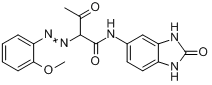 颜料黄194;N-(2,3-二氢-2-氧代-1H-苯并咪唑-5-基)-2-[(2-甲氧基苯基)偶氮]-3-氧代-丁酰胺分子式结构图