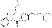 单碘胺碘酮;2-丁基-3-苯并呋喃基-[4-(2-二乙氨基乙氧基)-3-碘苯基]甲酮分子式结构图