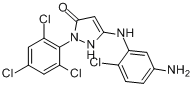 1-(2',4',6'-三氯苯基)-3-(2'-氯-5'-氨基苯胺基)-5-吡唑酮分子式结构图