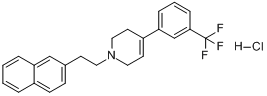 盐酸扎利罗登;1,2,3,6-四氢-1-[2-(2-萘基)乙基]-4-[3-(三氟甲基)苯基]吡啶盐酸盐分子式结构图