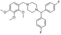 洛美利嗪;1-(二(4-氟苯基)甲基)-4-(2,3,4-三甲氧基苯甲基)哌嗪分子式结构图