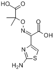 (Z)-2-(2-氨基噻唑-4-基)-2-(1-羧基-1-甲基)乙氧亚氨基乙酸分子式结构图