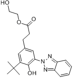 3-[3-(2-H-苯并三唑-2-基)-4-羟基-5-叔丁基苯基]-丙酸-聚乙二醇300酯;紫外线吸收剂UV-1300分子式结构图