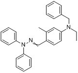 2-甲基-4-(N-乙基-N-苄基)氨基苯甲醛-1,1-二苯腙分子式结构图