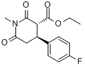 反式-3-乙氧基甲酰-4-(4-氟苯基)-N-甲基哌啶-2,6-二酮分子式结构图