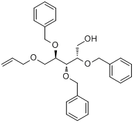 5-O-烯丙基-2,3,4-三-O-苄基-D-核糖醇分子式结构图