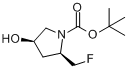 (2R,4R)-N-Boc-2-氟甲基-4-羟基吡咯烷;(2R,4R)-2-氟甲基-4-羟基吡咯烷-1-甲酸叔丁酯分子式结构图