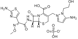 头孢噻利;(6R,7R)-7-[[(2Z)-2-(2-氨基-1,3-噻唑-4-基)-2-甲氧基亚氨乙酰]氨基]-3-[[2-(2-羟乙基)-3-亚氨基?分子式结构图