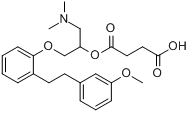 沙格雷酯;(+/-)-2-(二甲胺基)-1-{(2-(3-甲氧基苯基)苯氧基)甲基}乙基丁二酸单酯分子式结构图