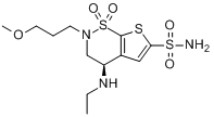 布林佐胺;(R)-(+)-4-乙胺基-2-(3-甲氧丙基)-3,4-二氢-2H-噻吩并[3,2-e]-1,2-噻嗪-6-磺酰胺-1,1-二氧化物分子式结构图