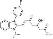 (E)-7-[3-(4-氟苯基)-1-(1-甲基乙基)-吲哚-2-基]-3-羟基-5-氧代庚-6-烯酸甲酯分子式结构图