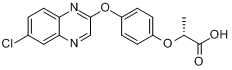 精喹禾灵;(R)-2-[4-(6-氯喹噁啉-2-基氧)苯氧基]丙酸分子式结构图