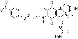 N-7-(2-(硝基苯基二硫)乙基)丝裂霉素C分子式结构图