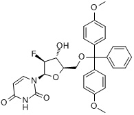 1-[5-O-[二(4-甲氧基苯基)苯甲基]-2-脱氧-2-氟-beta-D-阿拉伯呋喃糖基]-2,4(1H,3H)-嘧啶二酮分子式结构图