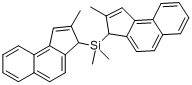 二甲基双(2-甲基-3H-环戊烯并[a]萘-3-基)硅烷分子式结构图