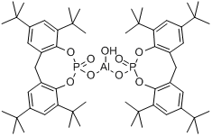 2,2'-亚甲基-双(4,6-二叔丁基苯基磷酸)碱式铝分子式结构图