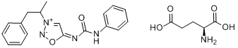 3-(1-甲基-2-苯基乙基)-5-[[(苯基氨基)甲酰]氨基]-1,2,3-恶二唑L-谷氨酸分子式结构图