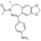 他仑帕奈;(8R)-7-乙酰基-5-(4-氨基苯基)-8,9-二氢-8-甲基-7H-1,3-二氧杂环戊烯并[4,5-h][2,3]苯并二氮杂卓分子式结构图