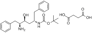 [2S,3S,5S]-2-氨基-3-羟基-5-叔丁氧羰基氨基-1,6-二苯基己烷琥珀酸盐分子式结构图