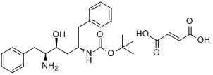 [2S,3S,5S]-2-氨基-3-羟基-5-叔丁氧羰基氨基-1,6-二苯基己烷富马酸盐分子式结构图