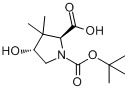 (2S,4R)-N-Boc-4-羟基-3,3-二甲基吡咯烷-2-甲酸;(2S,4R)-N-叔丁氧羰基-4-羟基-3,3-二甲基吡咯烷-2-甲酸分子式结构图