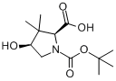 (2S,4S)-N-Boc-4-羟基-3,3-二甲基吡咯烷-2-甲酸;(2S,4S)-N-叔丁氧羰基-4-羟基-3,3-二甲基吡咯烷-2-甲酸分子式结构图