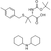 N-叔丁氧羰基-S-(4-甲基苄基)-D-青霉胺二环己基胺;N-叔丁氧羰基-3-[[(4-甲基苯基)甲基]硫]-L-缬氨酸N-环己?分子式结构图