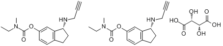 乙基甲基-氨基甲酸(3R)-2,3-二氢-3-(2-丙炔氨基)-1H-茚-5-基酯酒石酸盐分子式结构图
