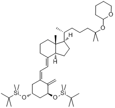 骨化三醇中间体;[[(1a,3b,5Z,7E)-25-[(四氢-2H-吡喃-2-基)氧基]-9,10-开环胆甾-5,7,10(19)-三烯-1,3-基]双(分子式结构图