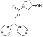 (R)-1-FMOC-3-吡咯烷醇;(R)-1-芴甲氧羰酰基-3-吡咯烷醇;(R)-3-羟基吡咯烷-1-甲酸芴甲酯分子式结构图