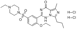 瓦地那非二盐酸盐;伐地那非二盐酸盐;2-[2-乙氧基-5-(4-乙基-哌嗪-1-磺酰基)苯基]-5-甲基-7-丙基-3H-咪唑[5,分子式结构图