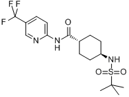 韦利贝特;N-[5-(三氟甲基)-2-吡啶基]-反式-4-[[(1,1-二甲基乙基)磺酰]氨基]环己烷-1-甲酰胺分子式结构图