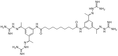塞马莫德;N,N'-二[3,5-二[1-[(氨基亚氨基甲基)肼基]乙基]苯基]癸二酰胺分子式结构图