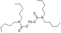 (T-4)-二(二戊基二硫代氨基甲酸根-S,S')合铅分子式结构图