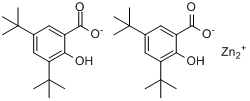 (T-4)-双[3,5-二(1,1-二甲基乙基)-2-羟基苯甲酸根-O',O"]-合锌分子式结构图