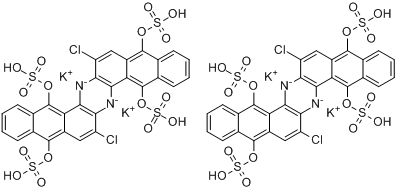 (7,16-二氯-6,15-二氢-5,9,14,18-蒽并吖嗪四醇)四(硫酸氢)酯四钾盐分子式结构图