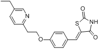 5-[[4-[2-(5-乙基-2-吡啶基)乙氧基]苯基]亚甲基]-2,4-噻唑二酮分子式结构图