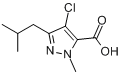 4-氯-3-异丁基-1-甲基吡唑-5-甲酸分子式结构图