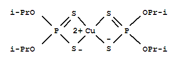 (SP-4-1)-双[O,O-二(1-甲乙基)二硫代磷酸根合-S,S']铜分子式结构图