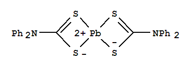 (T-4)-双(二苯基二硫代氨基甲酸-S,S')铅分子式结构图